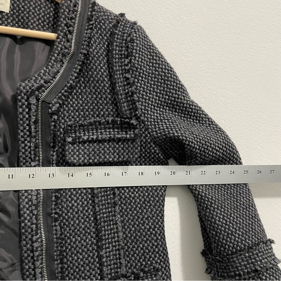 Hinge Cropped Wool Blazer Tweed Jacket Charcoal Gray Knit Woven Womrns Medium M - Picture 9 of 12